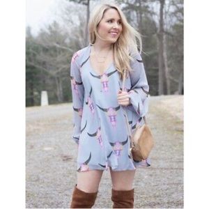 Show Me Your Mumu Long Sleeved Bull Tunic Dress